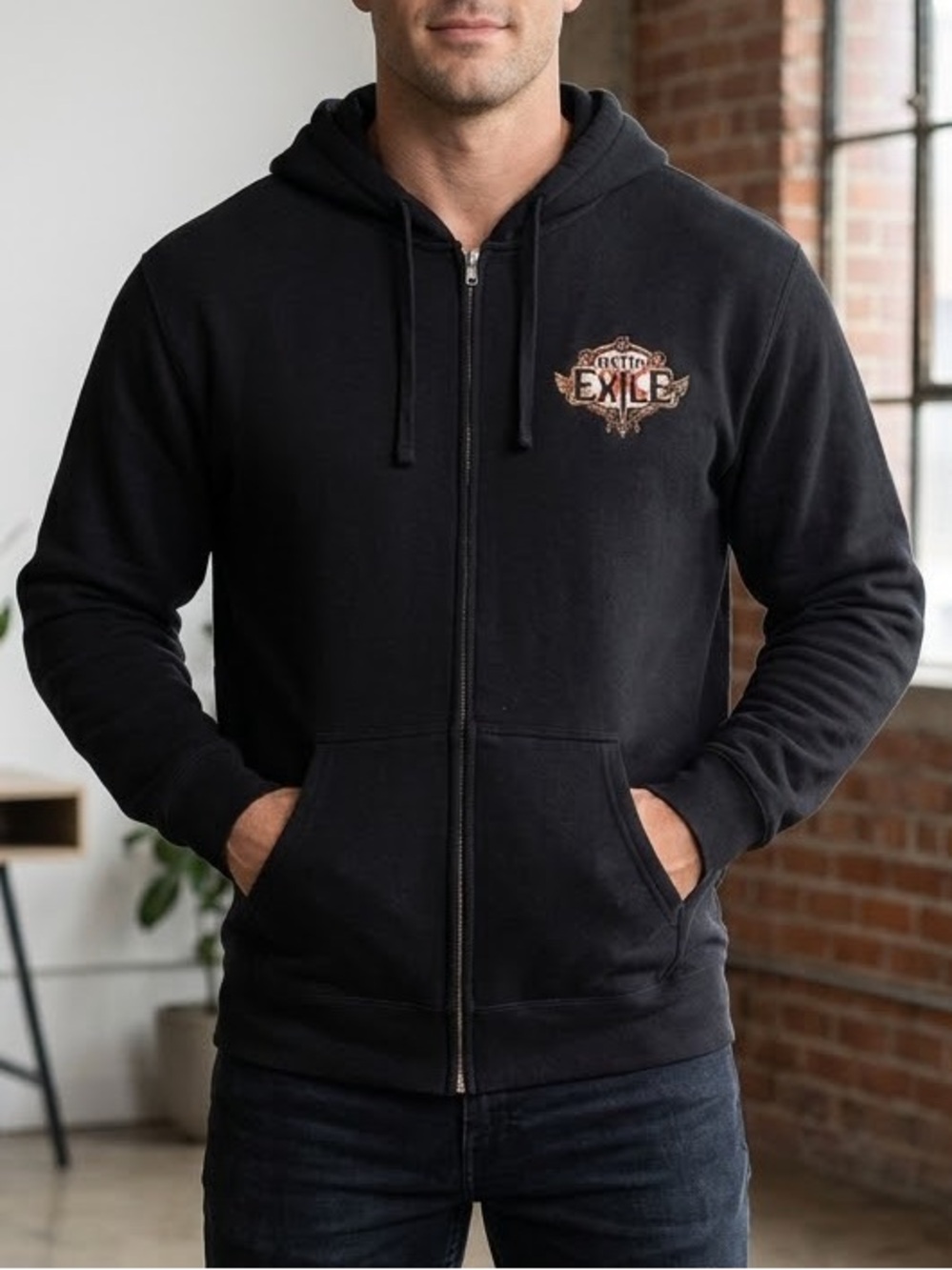 INX Path of Exile Official Merch Black Full Zip Fleece Hoodie Gamer L